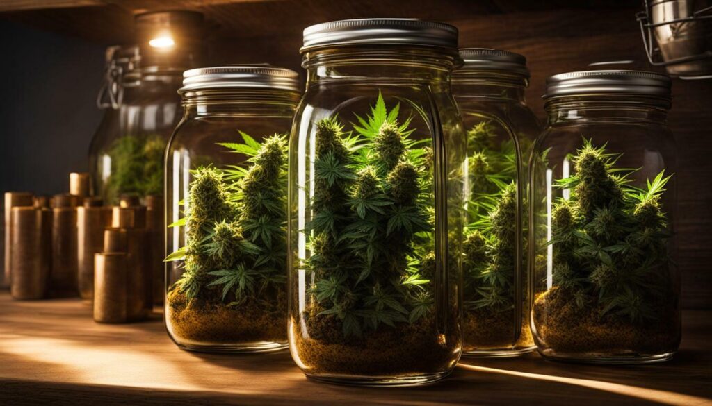 Curing and storing jars of weed